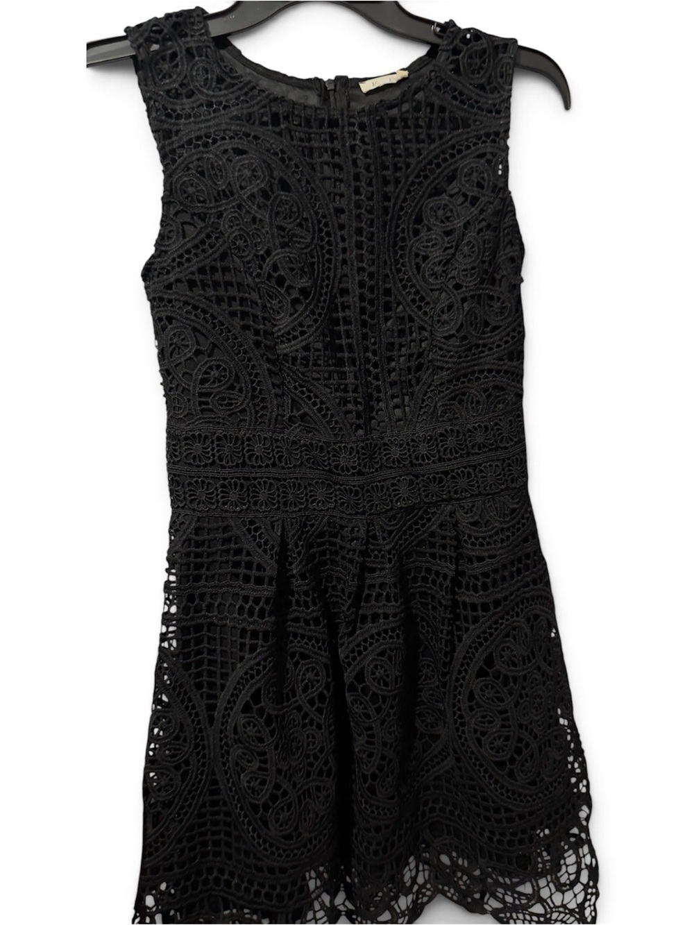 Black Sleeveless Crochet Fit & Flare Mini Dress